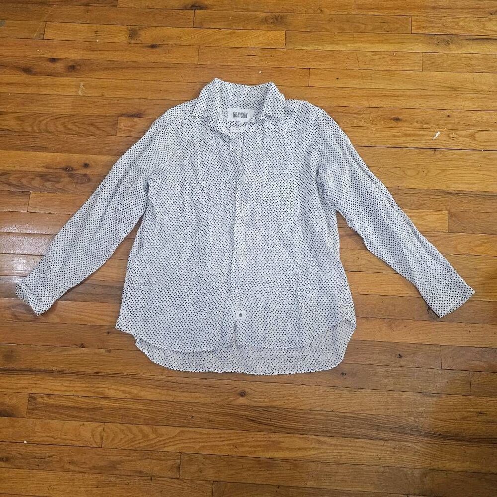 Grayson Womens Top Size 4 Long Sleeve Button Up Linen